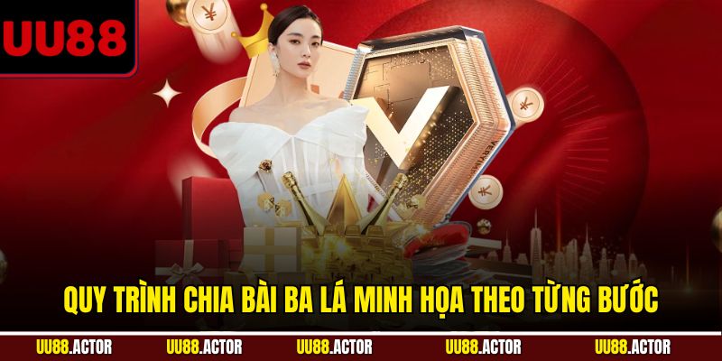 Quy trình chia bài ba lá minh họa theo từng bước